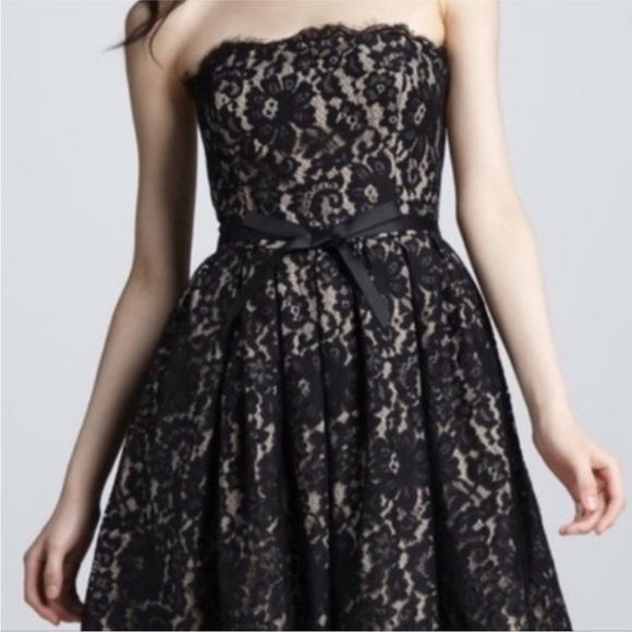 Liberated & Free Dresses & Skirts - Liberated & Free Black Chantilly Lace Strapless Cocktail Party Dress